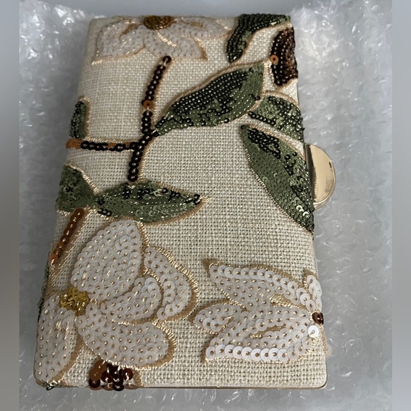 🆕 Floral Sequin Embroidered Box Clutch Handbag - Picture 6 of 8